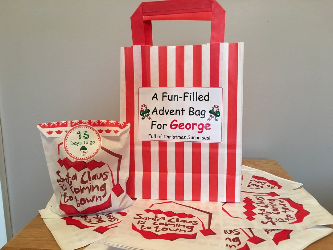 Advent Calendar Bag 24 Paper Bags 24 Christmas Stickers Etsy UK