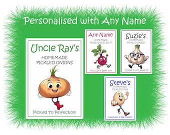 26 Personalised Jar Labels, Stickers, Ideal for  Picked Onions, Pickled Beetroot, Pickled Eggs, Pickled Garlic