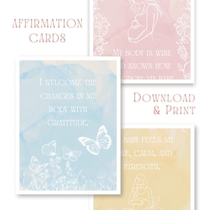 Pregnancy Affirmation Cards | Printable Birth Affirmations | Postpartum Positive Cards | Digital Download for Moms & Moms-To-Be