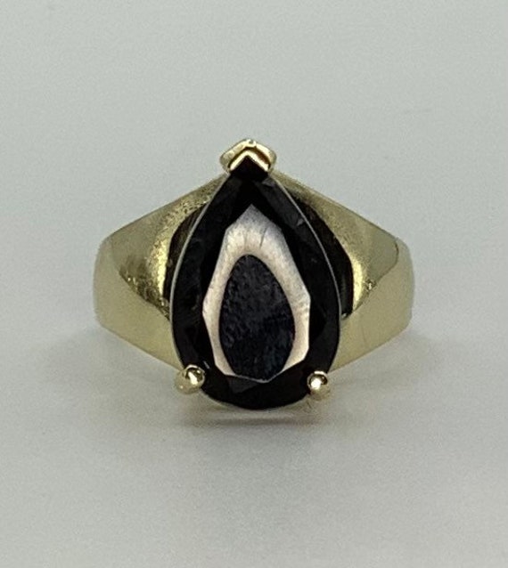 Vintage 10K Gold Black Onyx Teardrop Large Pear-s… - image 9