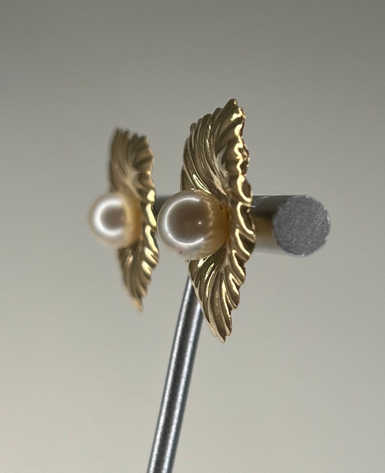 Vintage 14K Gold Flower Earring Jackets With Pearl Stud Etsy