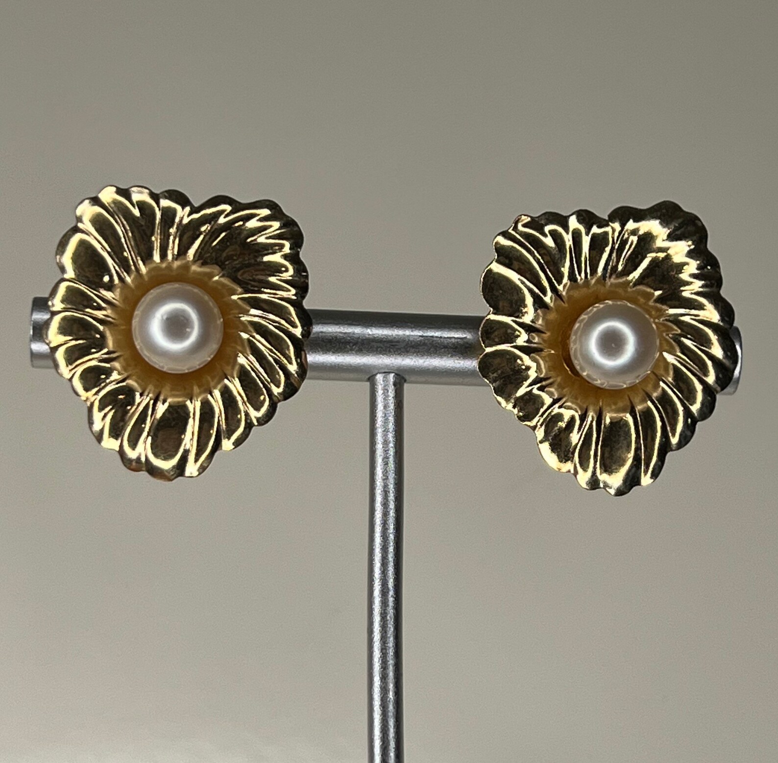 Vintage 14K Gold Flower Earring Jackets With Pearl Stud Etsy