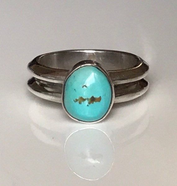 Vintage Sterling Silver & Turquoise Robin's Egg Cabochon | Etsy