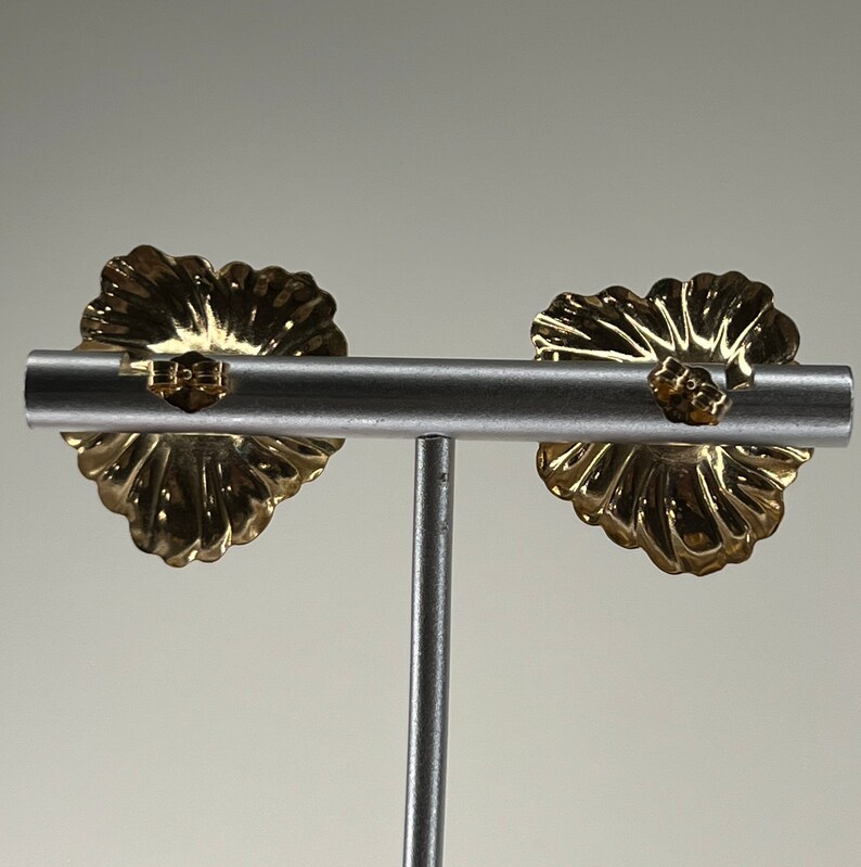 Vintage 14K Gold Flower Earring Jackets With Pearl Stud Etsy