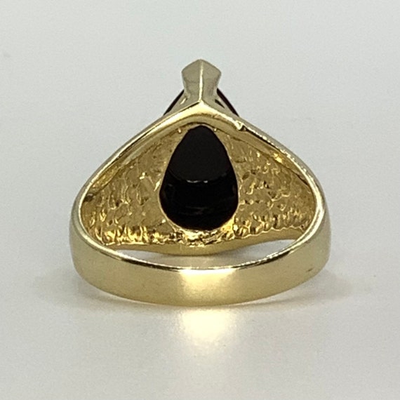 Vintage 10K Gold Black Onyx Teardrop Large Pear-s… - image 3