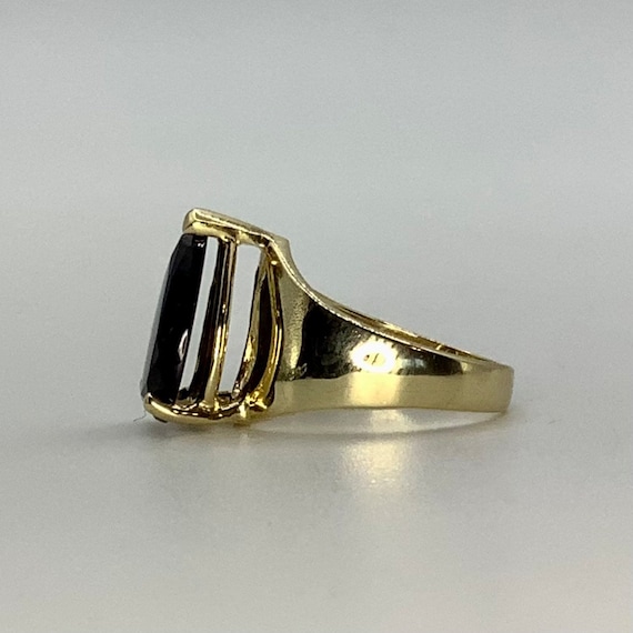 Vintage 10K Gold Black Onyx Teardrop Large Pear-s… - image 2