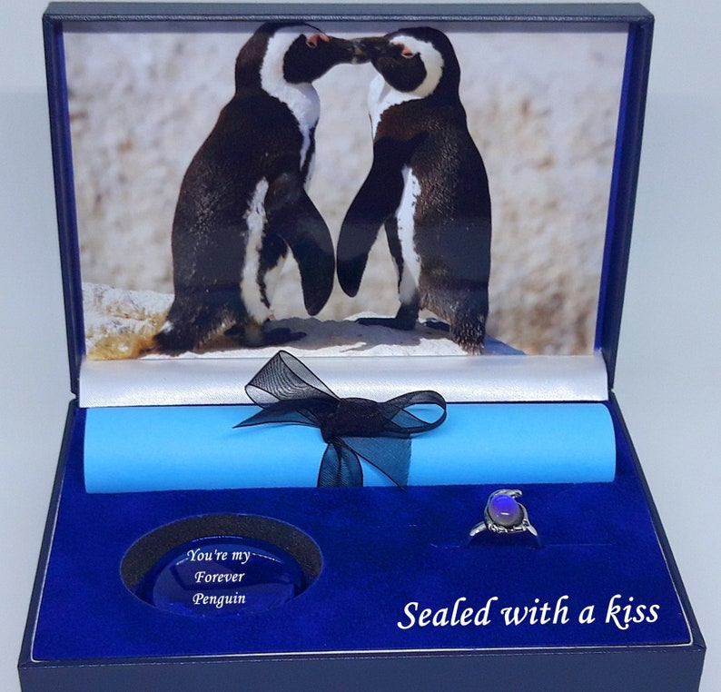 Propose like a Penguin Kissing Penguins themed Proposal gift Etsy