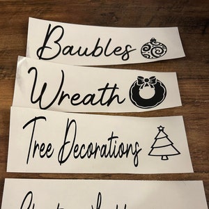 Christmas Storage labels perfect for labelling storage boxes - Vinyl Decal only