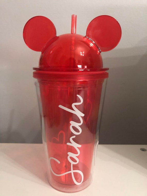 Mouse Ear Tumbler 450ml 8 Colours Double Walled Acrylic Dome Tumbler  Transparent With Same Color Straw - Vacation - Secret Santa - Gift - Etsy