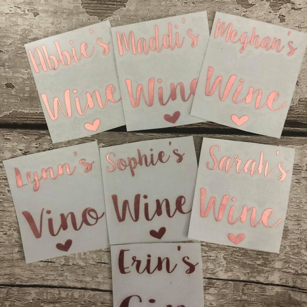 Personalised Wine/Gin Glass Vinyl Stickers/Decals - DIY gifts/Birthday