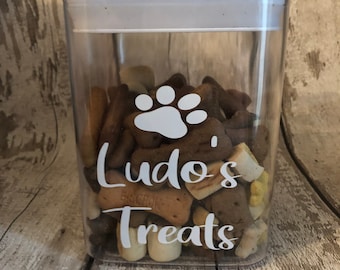 Personalised Dog treat vinyl sticker, home storage, home organisation, treats, biscuits