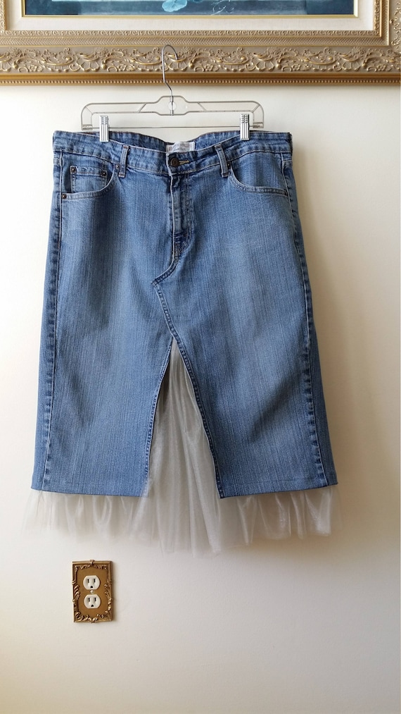 jean skirt with tulle