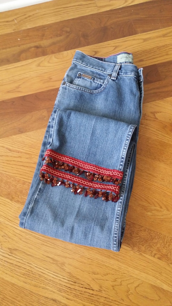 beaded fringe jeans