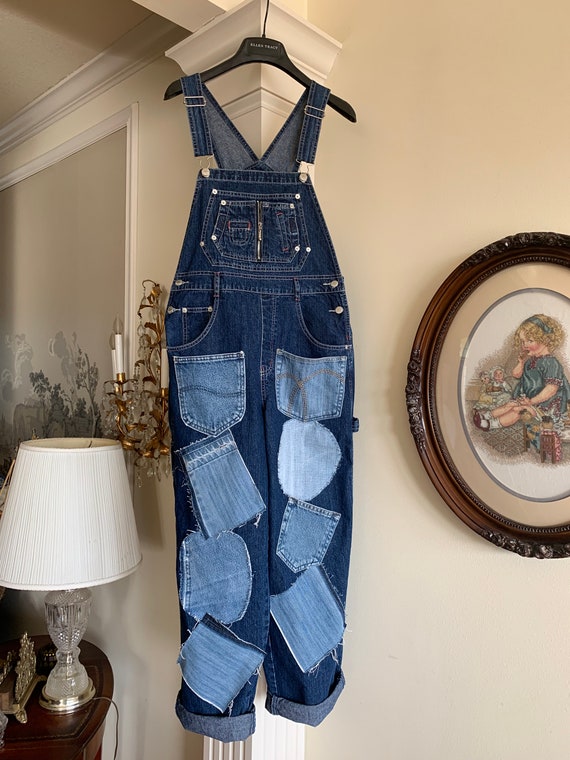 faded denim overalls