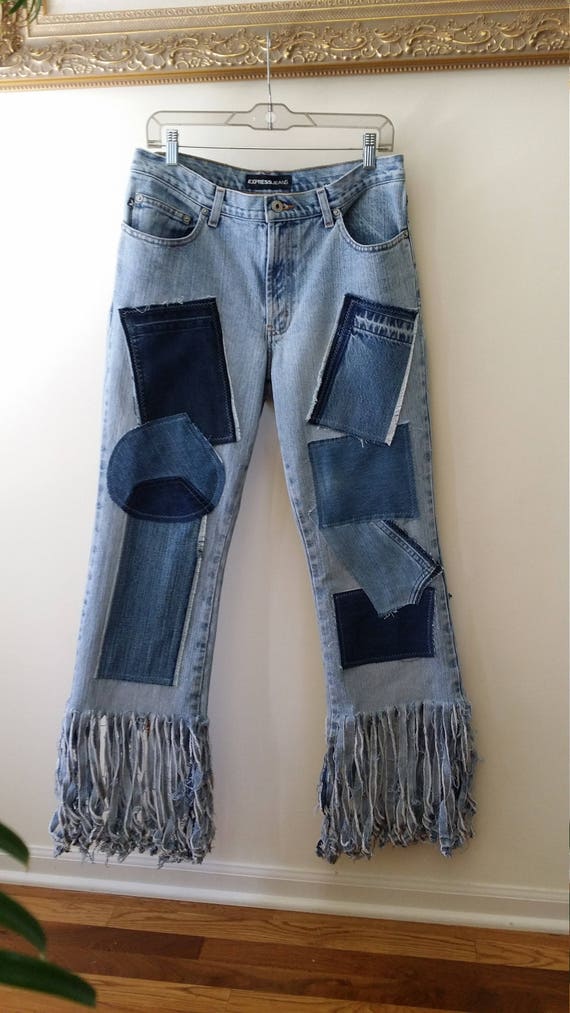 womens fringe bottom jeans