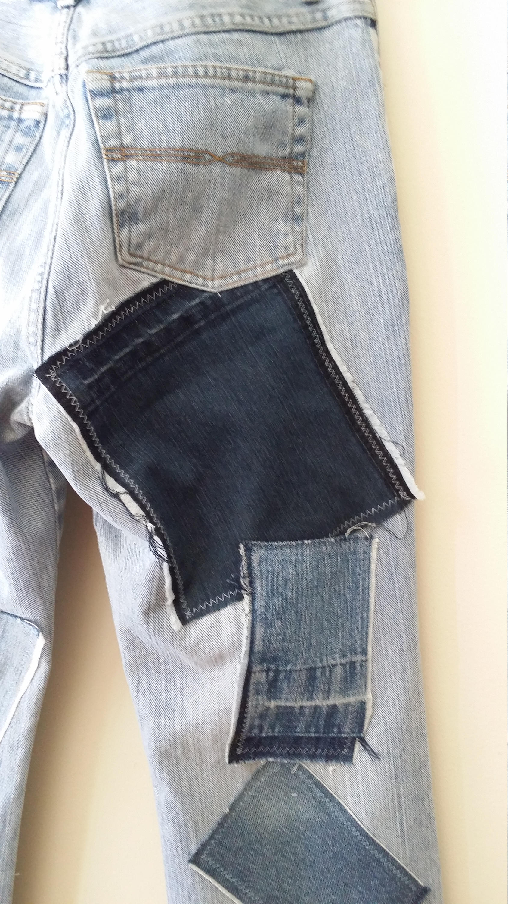 Re-styled JEANS With Denim PATCHES and FRINGE Womens Size - Etsy