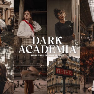 12 DARK ACADEMIA Lightroom Presets, Brown Moody Filters, Vintage Presets for Instagram, Mobile Desktop, Bookstagram, Warm, Aesthetic Tones