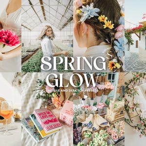 14 Spring Glow Lightroom Presets, Mobile & Desktop, Bright Warm Tones, Natural and Airy
