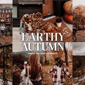 12 EARTHY AUTUMN Lightroom-presets, warme humeurige presets, herfstfotografie, mobiel en desktop, rijke tinten