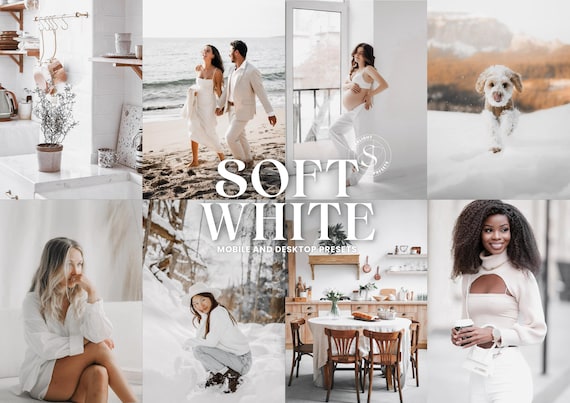 15 SOFT WHITE Lightroom Presets, Portrait Filter, Aesthetic Presets, Mobile and Desktop, Clean, Airy, Neutral Tones, Natural Presets