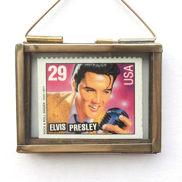 Elvis Presley Gifts - Rock and Roll Art - Elvis Art - Elvis Stamps - US Postage Stamps - Miniature Frames - Vintage Frames - The King