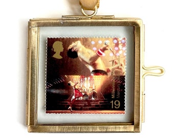 Freddie Mercury Geschenk, Queen The Band, Vintage Briefmarke im Miniaturrahmen, Vatertagsgeschenk, Musik-Erinnerungsstücke, Boho Rhapsody