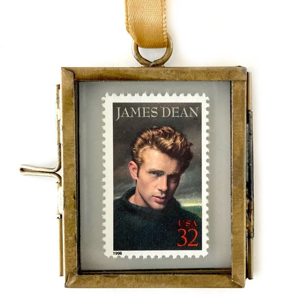 James Dean Stamp Art, Legends of Hollywood, Rebel Without a Cause, Movie Party Favors, Miniature Frames, US Postage Stamps, Gifts Under 15