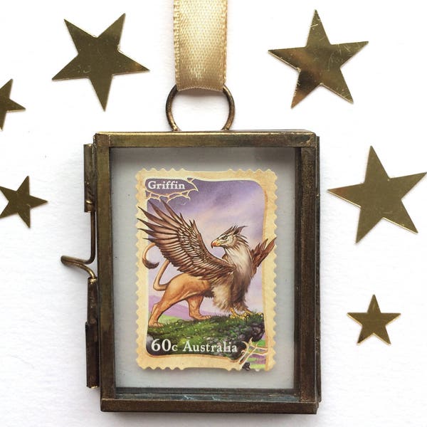 Griffin - Game of Thrones - Mythology - Fantasy Creatures - Miniature Frame - Miniature Art - Griffin Stamp - Stamp Art - Mystical