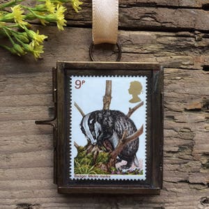 Badger Art - Badger Decor - Badger Gifts - Badger Ornament - Badger Picture - Badger Wall Art - Nature Lover Gift - Miniature Art - Vintage