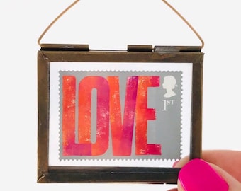 Valentines Day Framed Love Postage Stamp Keepsake Gift For Her For Him