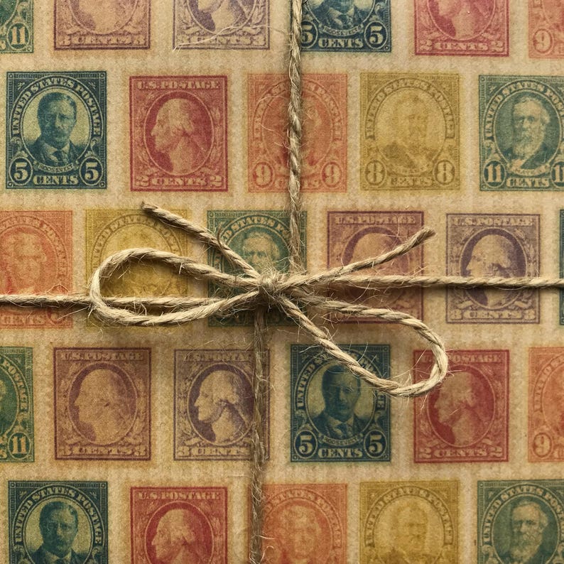 Vintage Gift Wrapping Paper Postage Stamp Gift Wrap Sheet Etsy UK