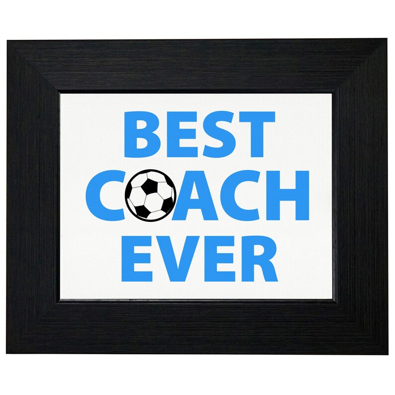 Best Coach Ever Cool Blue Lettering With Soccer Ball Shirt Etsy
