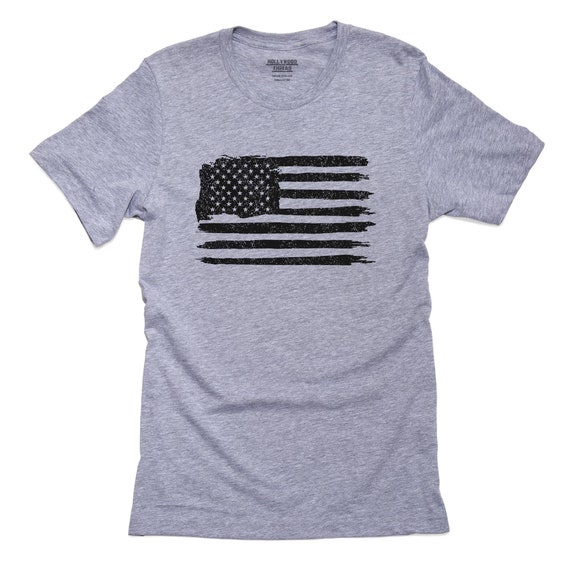 Retro B&W American Flag Cool Distressing Effect Shirt | Etsy
