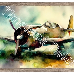 Digital Download Digital Art, Water Color WW2 Fighter Plane , PNG File