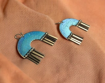 Blue patina earrings, ocean.