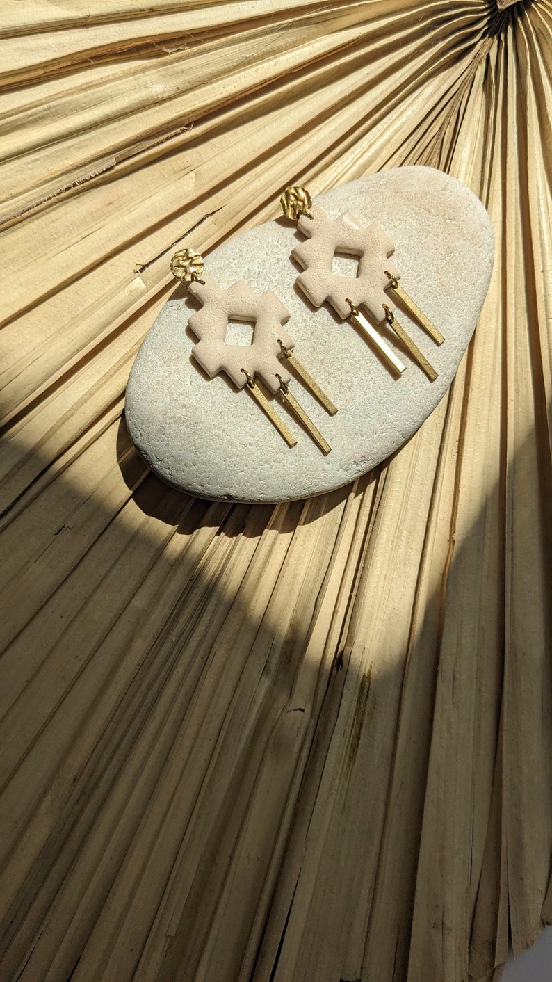 Croix Inca, chacana, croix andine. Boucles d'oreilles bohème 画像 2
