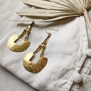 Brass earrings, boho, ethnic