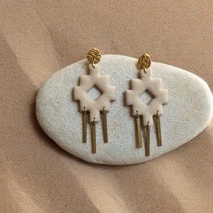 Inca cross, chacana, Andean cross. Boho earrings image 1