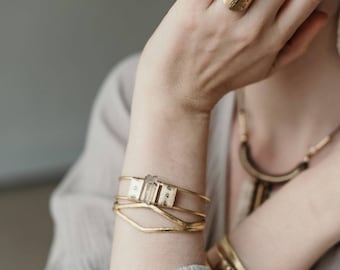 Brass bracelet, boho, artisanal