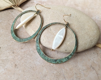 Boucles d'oreilles laiton vert de gris