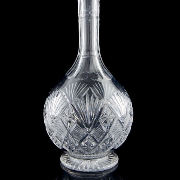 Antique Cut Glass Footed Decanter & Stopper Elegant Barware