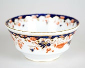 Antique Copeland Imari Style Footed Bowl Cobalt Blue Red Gold Fine Porcelain England