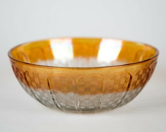 Marigold Lustre Rose Vintage Imperial Glass Bowl Summer Gold Fruit Bowl Rubigold