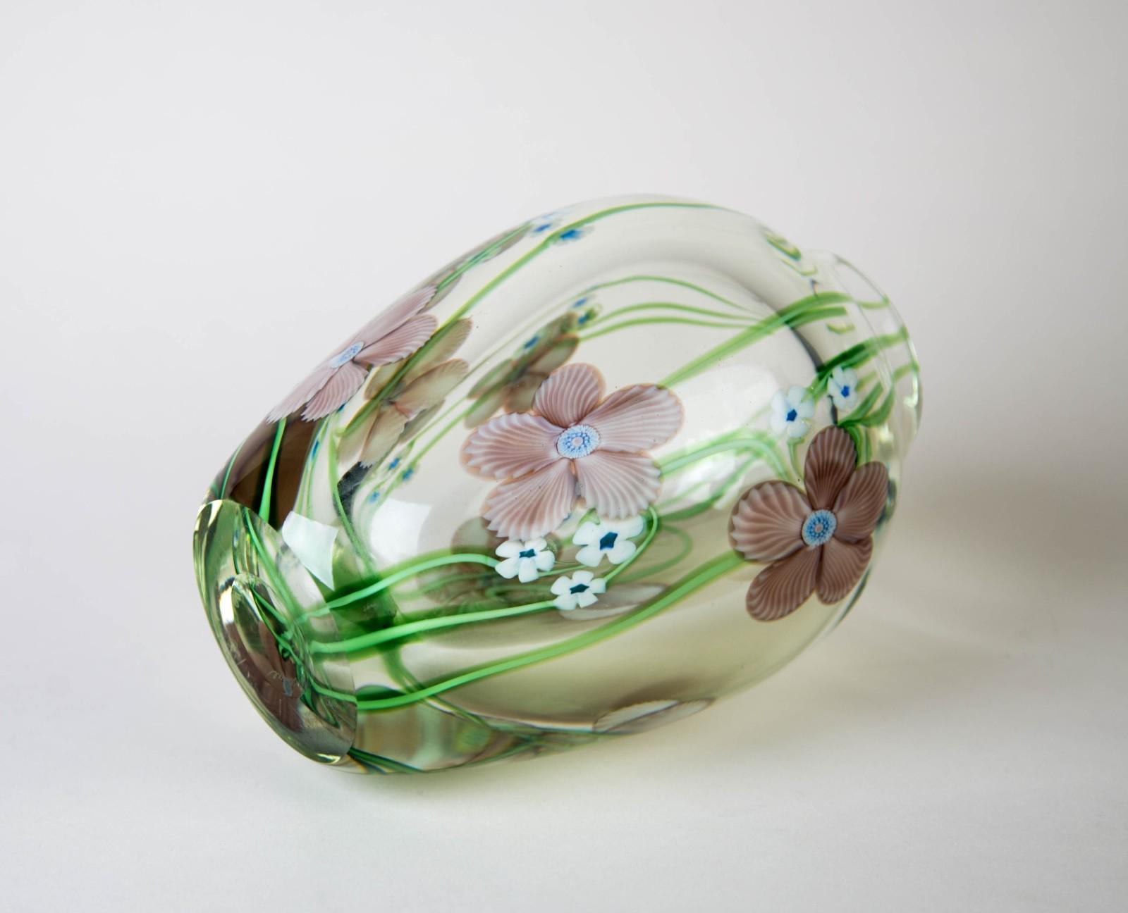 Orient & Flume Dogwood Blossom Floral Paperweight Vase Vintage Art