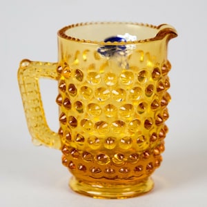 Fenton Hobnail Amber Mini Creamer 3&quot; Vintage Glass