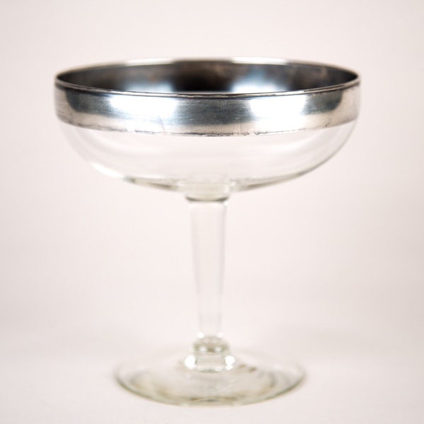 Dorothy Thorpe Silver Band Compote Vintage Glass