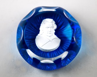 Cristal D'Albret France Sulphide Cameo Paperweight J. Audubon Caixa Original