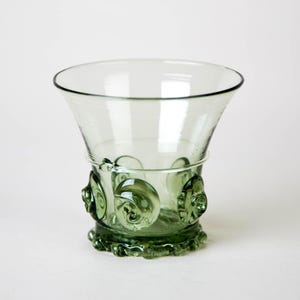 Juliska Green Flared Tumbler Goblet Small 5oz. Vintage Hand Blown Glass Signed