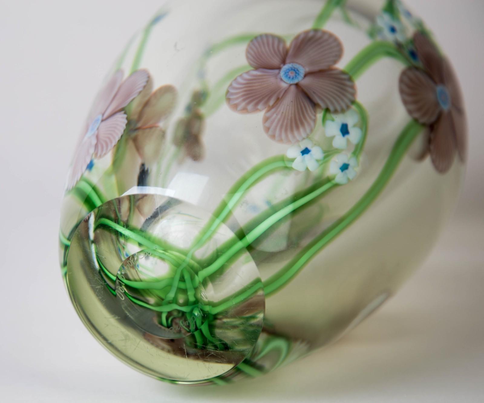 Orient & Flume Dogwood Blossom Floral Paperweight Vase Vintage Art