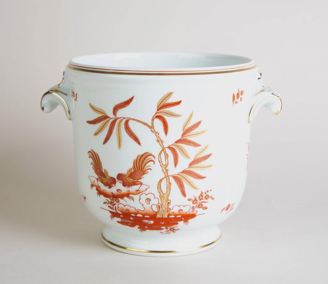 Richard Ginori 花器 ホワイト オレンジ Richard Ginori Siena Rust Large Cache Pot Jardiniere Vase Vintage